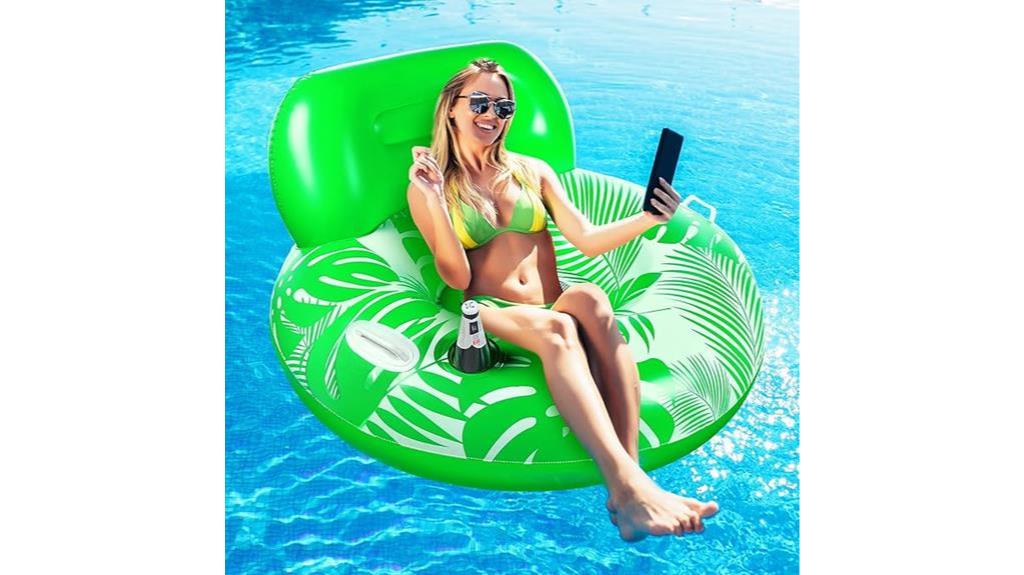 Pool Lounger Float for Adults with Handles and Cup Holder