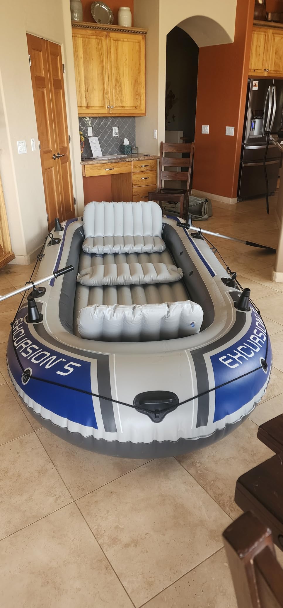 Intex Excursion 5 Person Inflatable Outdoor Fishing Raft Boat Set with 2 Aluminum Oars and Air Pump with a Composite Motor Mount Kit - Customer Photo 1