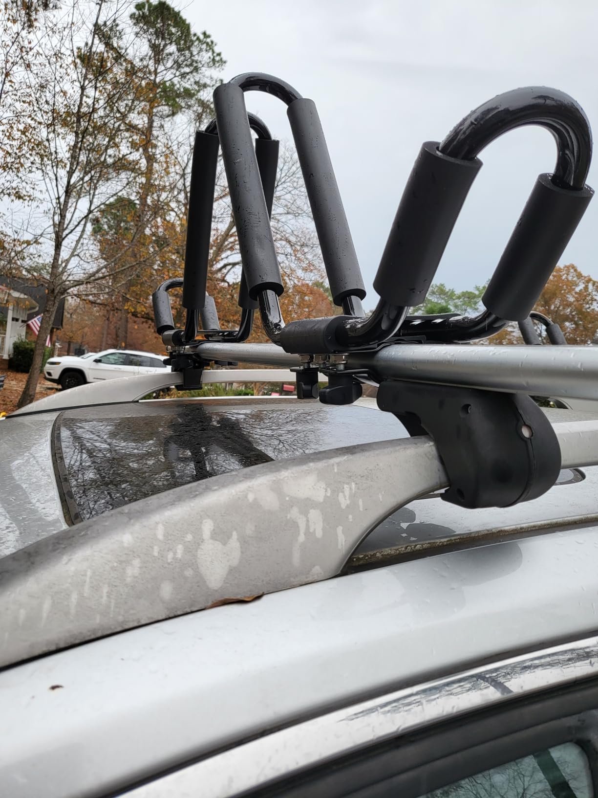 2 Pairs Heavy Duty Kayak Rack-Includes 4 Pcs Ratchet Tie-Mount on Car Roof Top Crossbar-Easy to Carry Kayak Canoe Boat Surf Ski (J-Bar Rack) - Customer Photo 1
