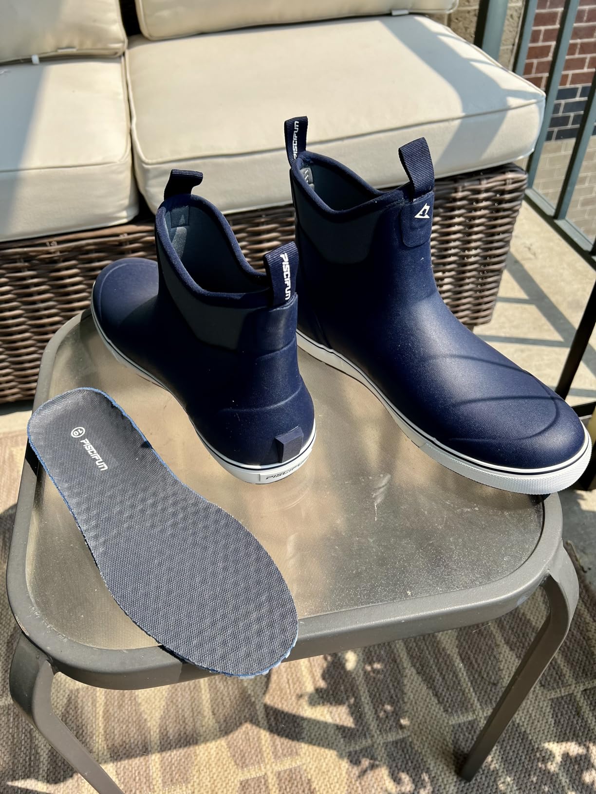 Piscifun Men' s Deck Boots, Waterproof Fishing Rain Boots, Anti-Slip Rubber Boots with Breathable Neoprene Lining - Customer Photo 1