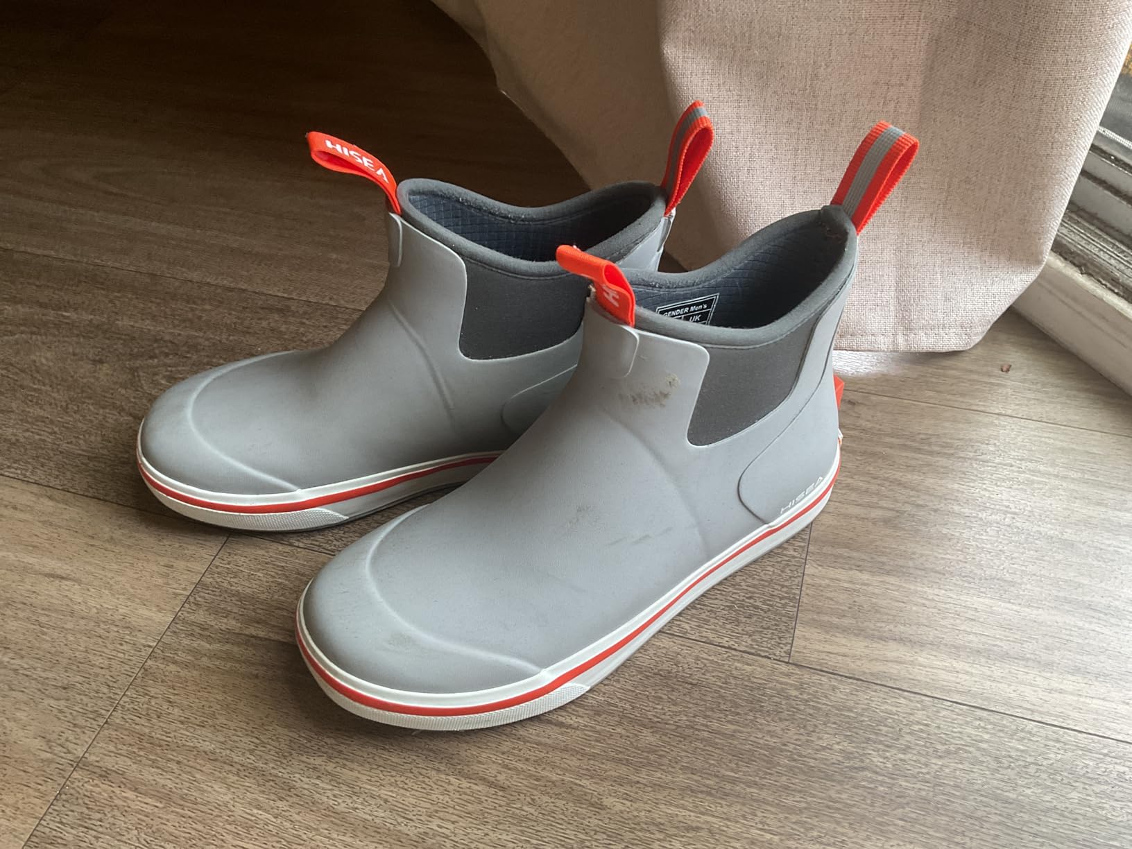 HISEA Men's Deck Rain Boots Saltwater Fishing Booties Waterproof Ankle Rain Boots with High Traction - Customer Photo 1