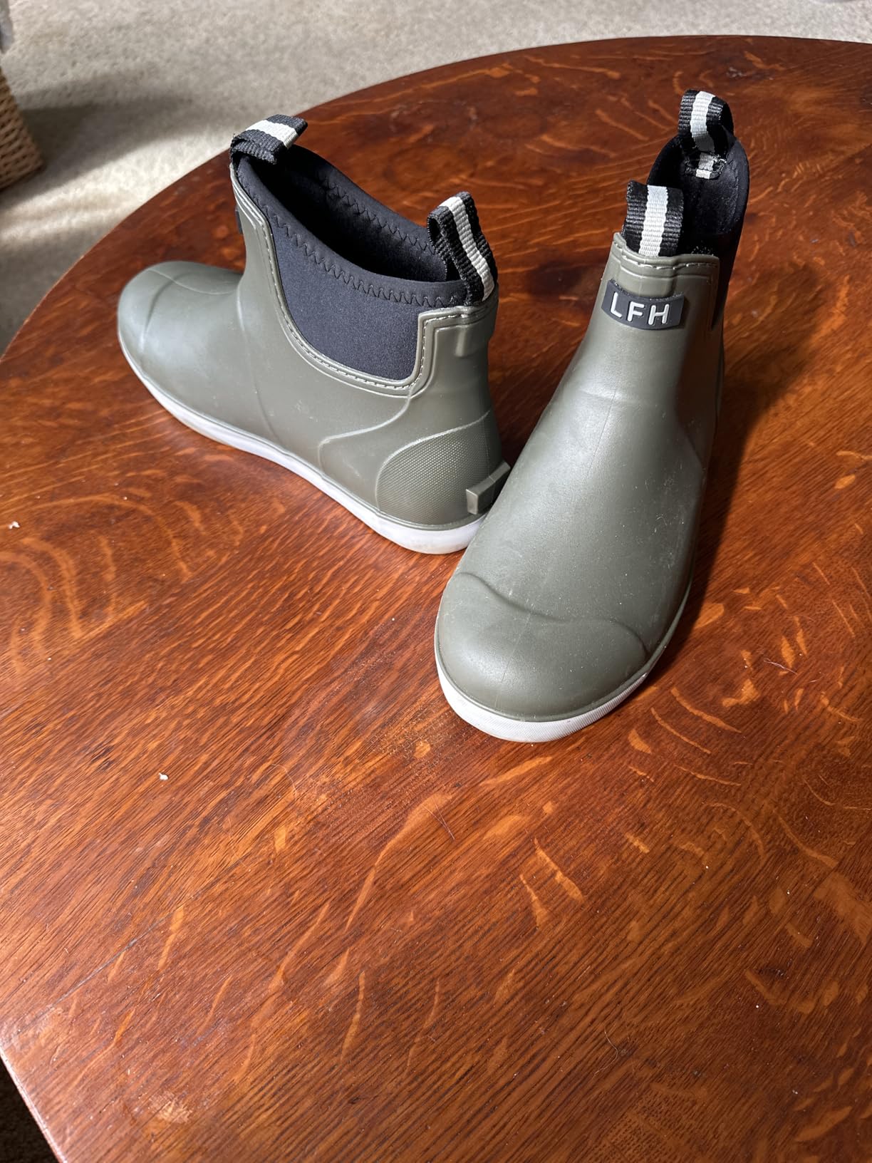 Men's Deck Boots, Waterproof Ankle Rain Boots Men Anti-Slip Traction, Outdoor Rubber Fishing Garden Boots High-Performance Shoes for Farming - Customer Photo 1