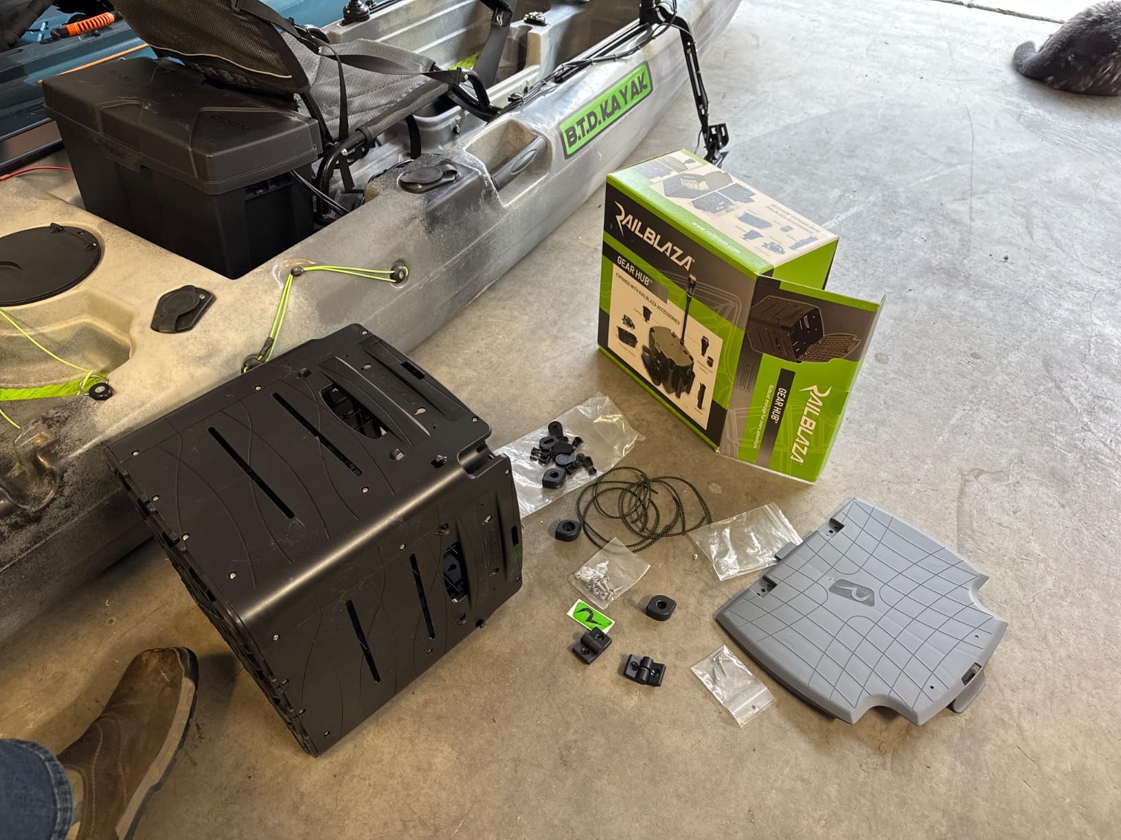 RAILBLAZA Gear Hub Kayak Fishing Crate - with 4 Internal Rod Holders, Storage for 8 TackleBoxes, Premium Kayak Crate with Rod Holders and Lid - Customer Photo 2