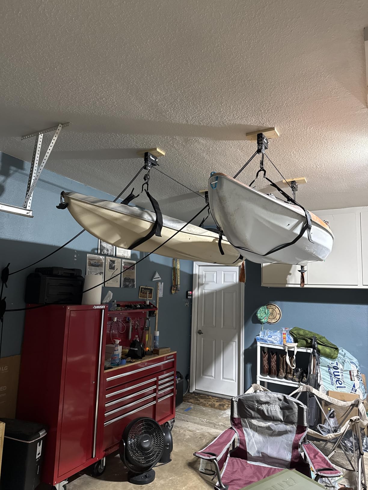 RAD Sportz Kayak Storage Hoists - Overhead Pulley Hoist Systems with 125lb Capacity Each for Canoes, Bikes, Ladders, and More Customer Review RAD Sportz Kayak Storage Hoists - Overhead Pulley Hoist Systems with 125lb Capacity Each for Canoes, Bikes, Ladders, and More - Customer Photo 1