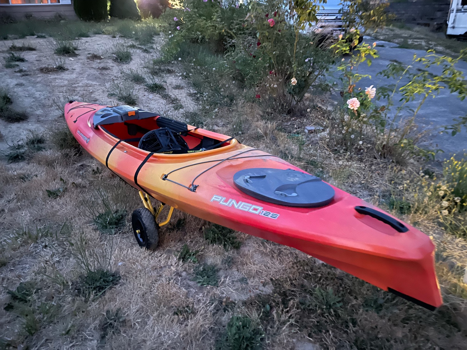 Suspenz Kayak Canoe Transport Trailer, DLX Kayak Cart, Trolley with Airless Wheels and Straps, Weight Capacity 150 lbs, Yellow (22-0044) - Customer Photo 1