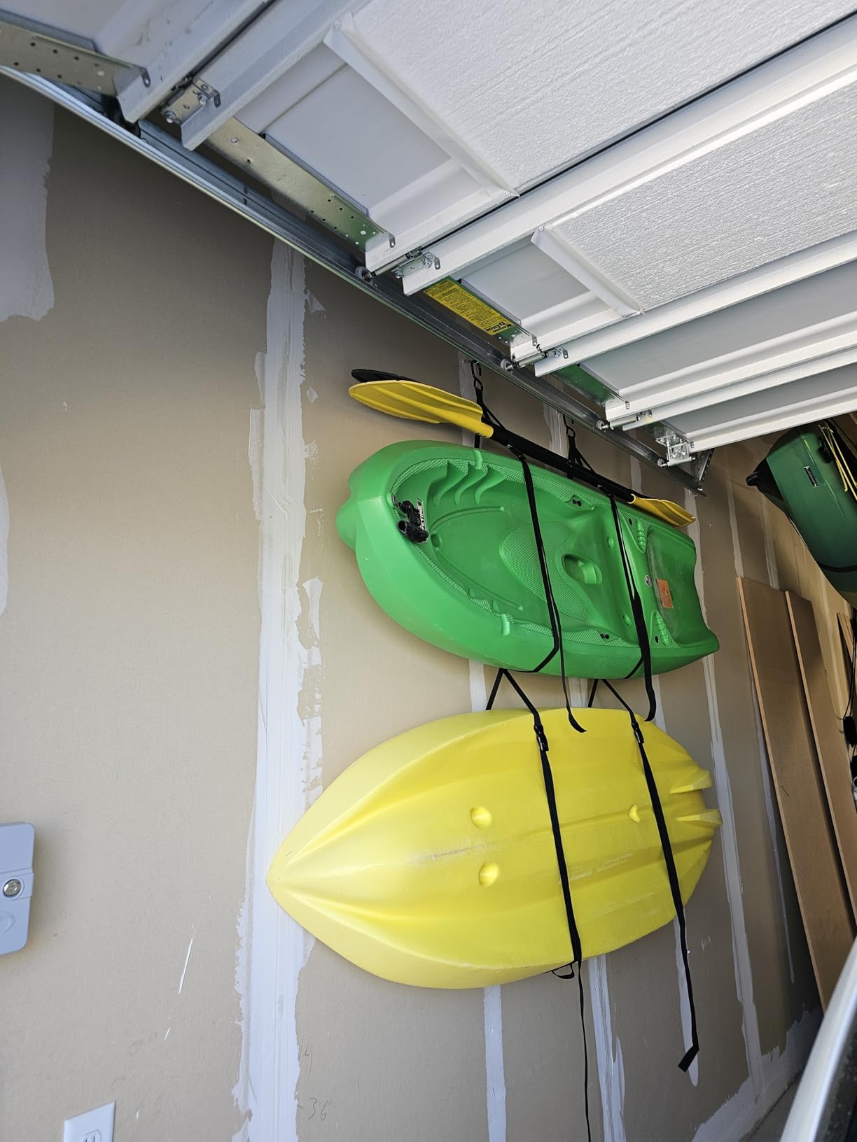 Single Kayak Rack - 55lb Capacity Wall or Ceiling Storage Straps for Surfboards, Paddleboards, SUP, or Canoe - Adjustable Kayak Hanger by RAD Sportz - Customer Photo 1