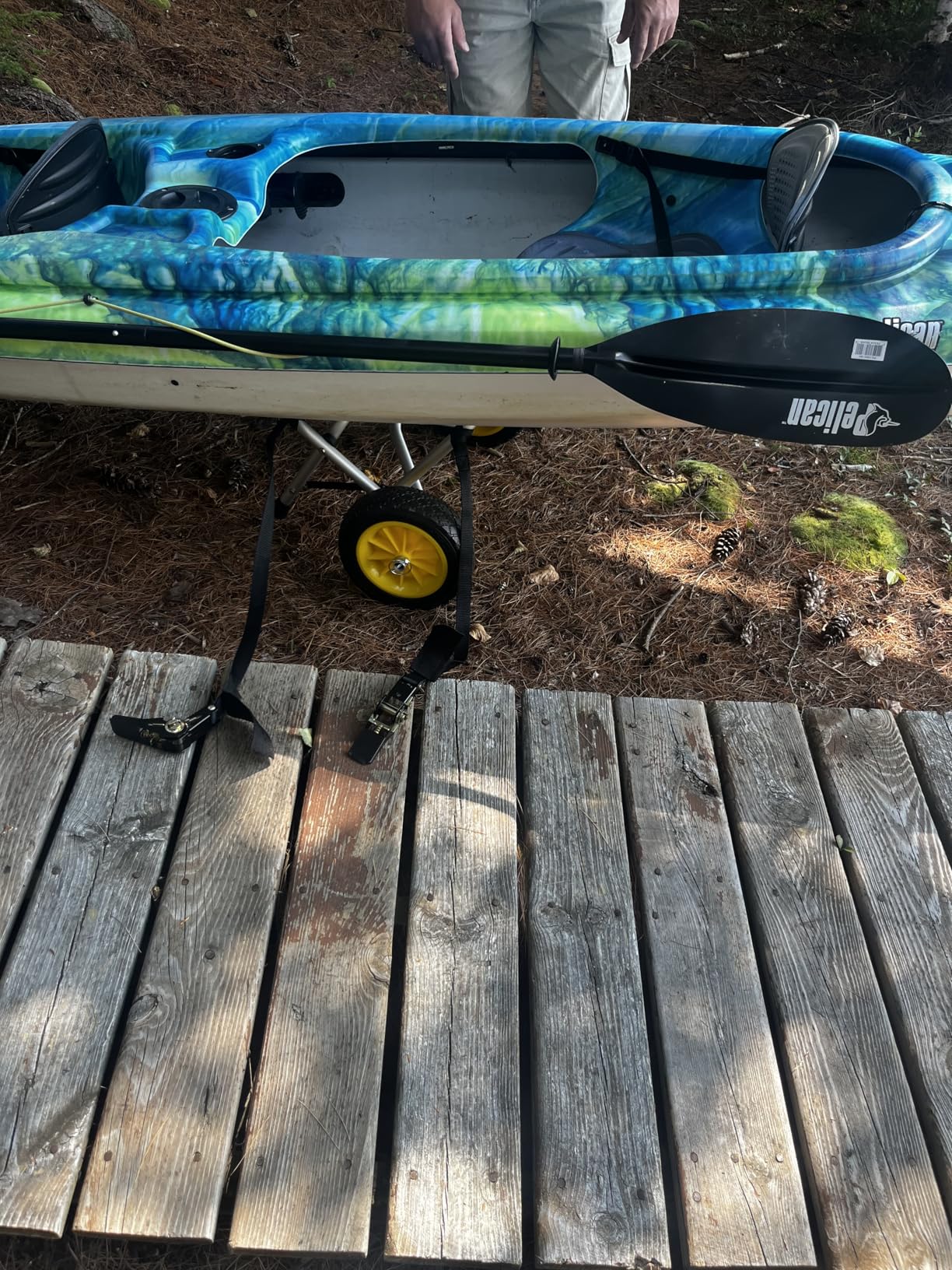 Bonnlo Kayak Cart Canoe Dolly Fishing Kayak Accessories Carrier Foldable Paddle Board Trolley Boat Trailer Transport with NO-Flat Airless Tires Wheels and 2 Ratchet Straps - Customer Photo 2