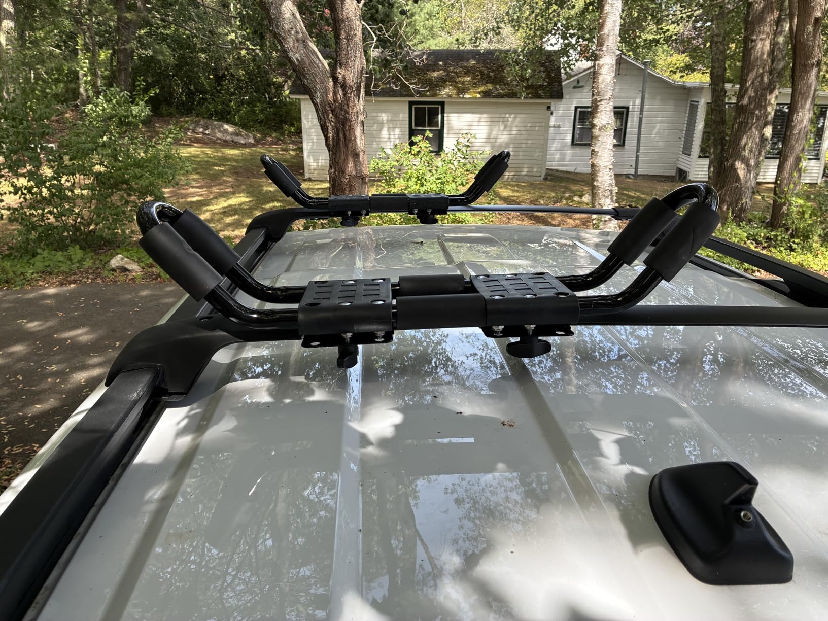 2 Pairs Heavy Duty Kayak Rack-Includes 4 Pcs Ratchet Tie-Mount on Car Roof Top Crossbar-Easy to Carry Kayak Canoe Boat Surf Ski (J-Bar Rack) - Customer Photo 2