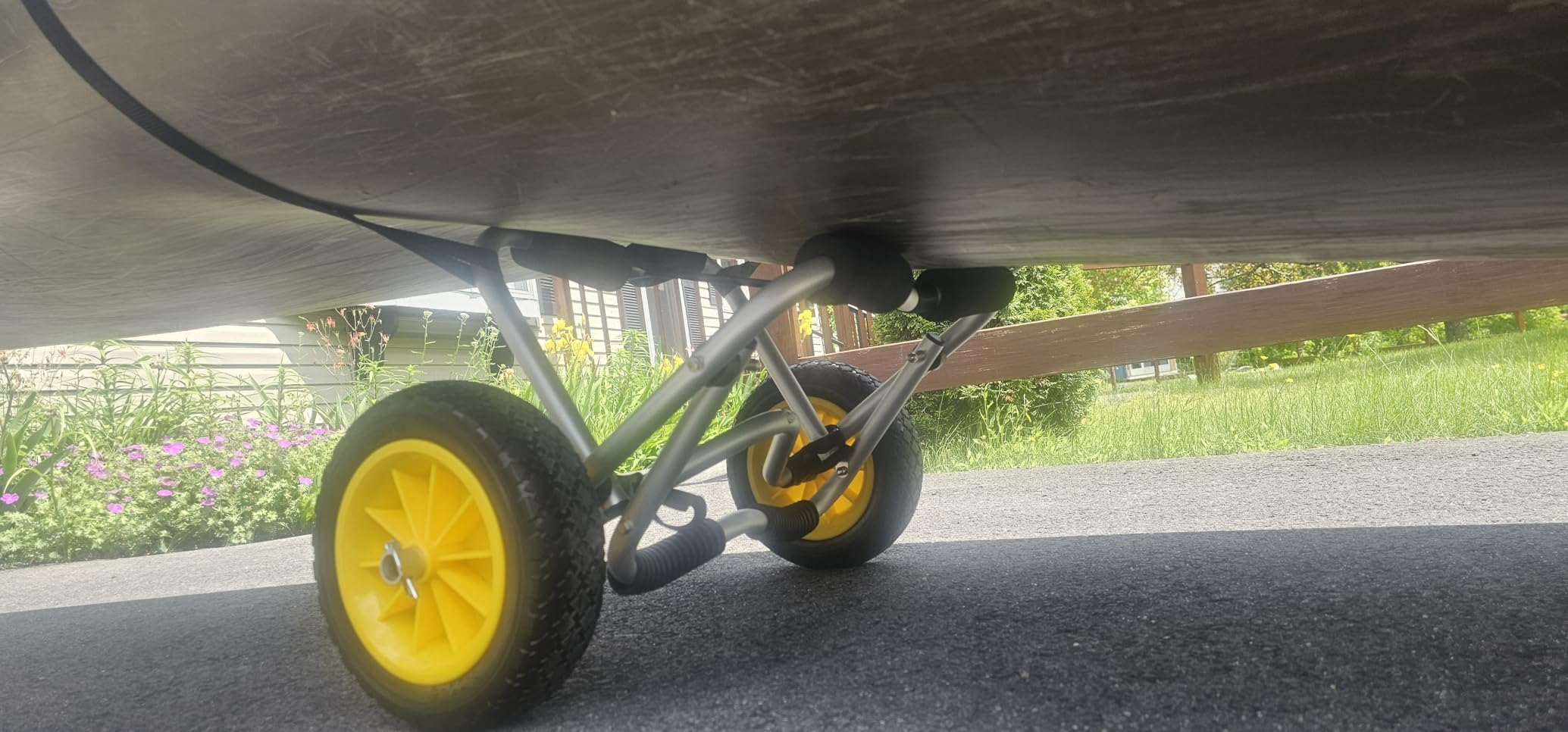 Bonnlo Kayak Cart Canoe Dolly Fishing Kayak Accessories Carrier Foldable Paddle Board Trolley Boat Trailer Transport with NO-Flat Airless Tires Wheels and 2 Ratchet Straps - Customer Photo 3