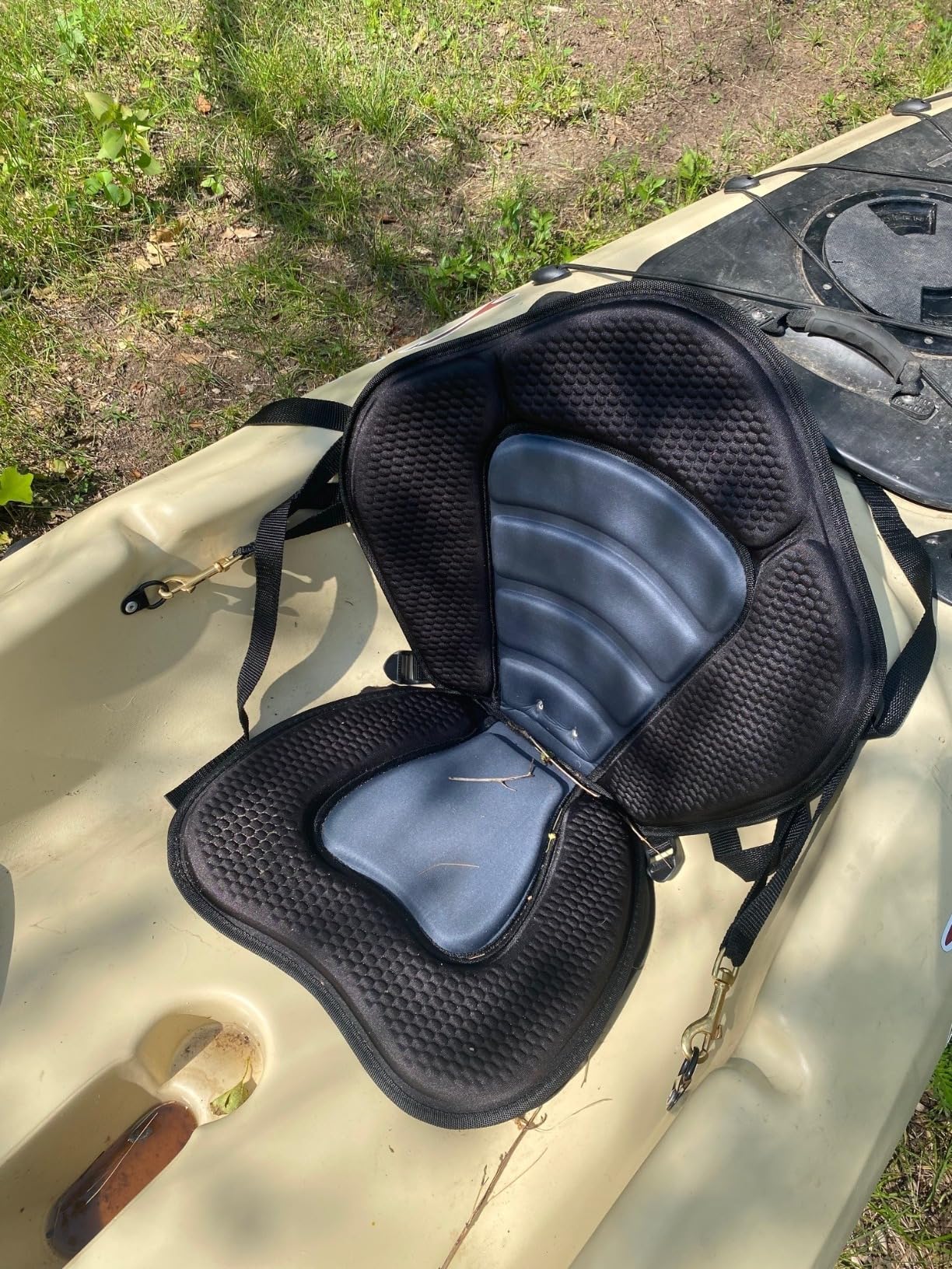 2 Pack of Kayak Seat Deluxe Padded Canoe Backrest Seat Sit On Top Cushioned Back Support SUP Paddle Board Seats with Detachable Storage Bag 4 Adjustable Straps for Kayaking Canoeing Rafting Fishing - Customer Photo 2