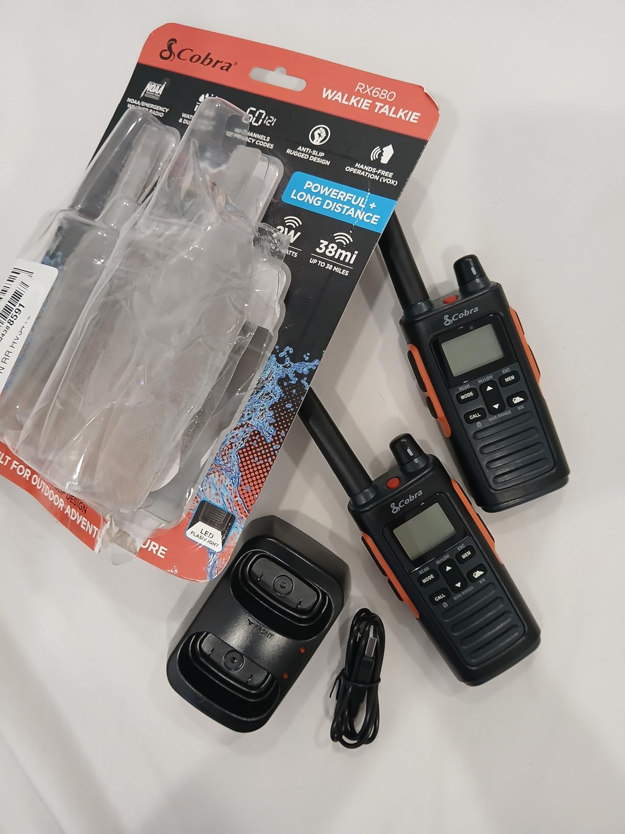 Cobra RX680 Walkie Talkies (2-Pack) - Rugged & Splashproof Two Way Radios Long Range, IP54 Water Resistant Design, 60 Pre-Programmed Channels, Weather Alerts, Included Charging Dock (Black/Orange) Customer Review Cobra RX680 Walkie Talkies (2-Pack) - Rugged & Splashproof Two Way Radios Long Range, IP54 Water Resistant Design, 60 Pre-Programmed Channels, Weather Alerts, Included Charging Dock (Black/Orange) - Customer Photo 3