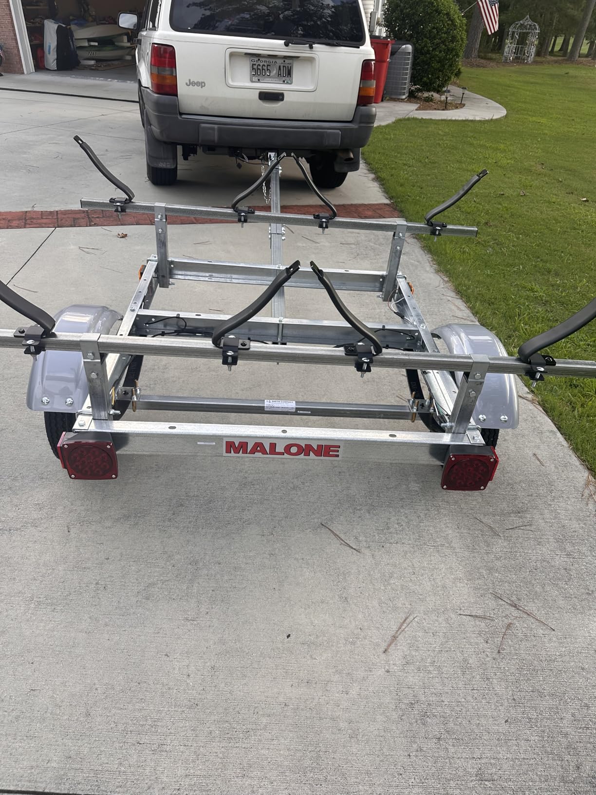 Malone MPG586XV EcoLight 2 Kayak Trailer with 2 V-Rack Kayak Carriers | 14' / 400 lbs Capacity | Fully Submersible | Marine Grade Galvanized Steel Construction - Customer Photo 1