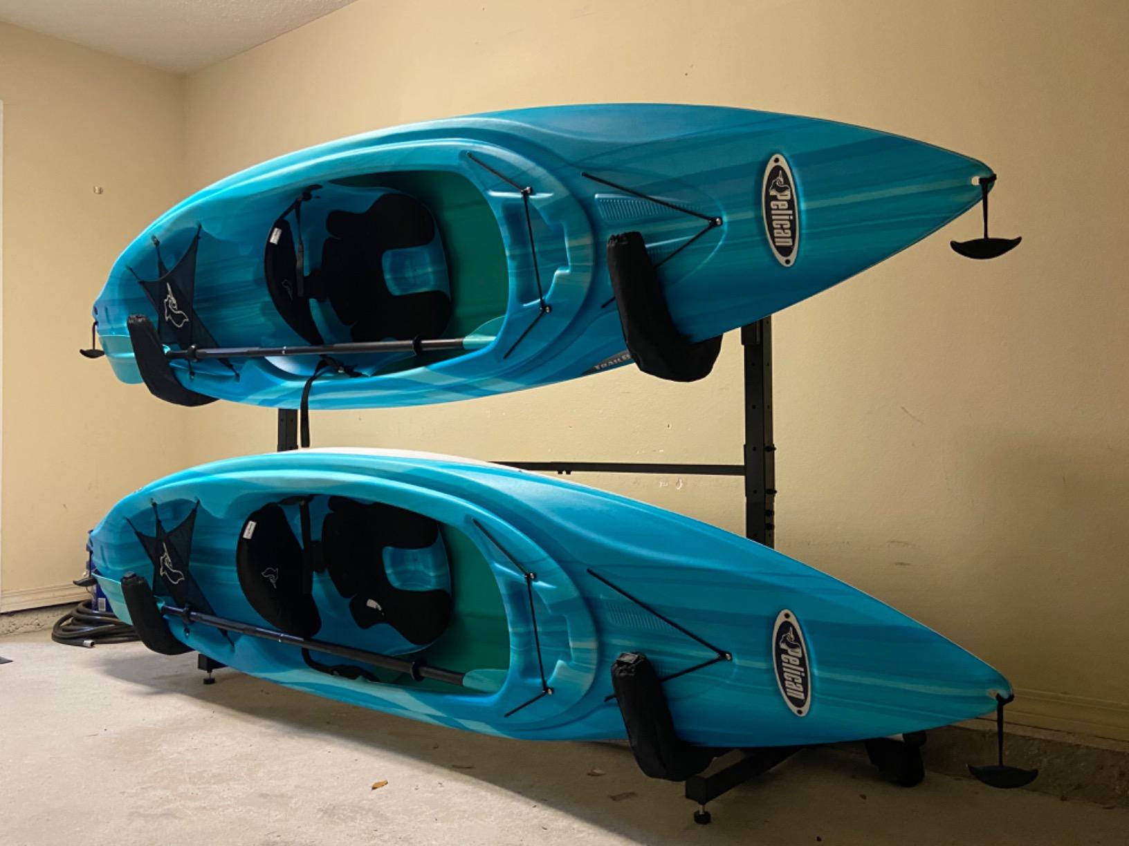 RaxGo Freestanding Kayak Storage Rack, Heavy Duty Storage for Two-Kayak, SUP, Canoe & Paddleboard for Indoor, Outdoor, Garage, Shed, or Dock, Adjustable Height Customer Review RaxGo Freestanding Kayak Storage Rack, Heavy Duty Storage for Two-Kayak, SUP, Canoe & Paddleboard for Indoor, Outdoor, Garage, Shed, or Dock, Adjustable Height - Customer Photo 4