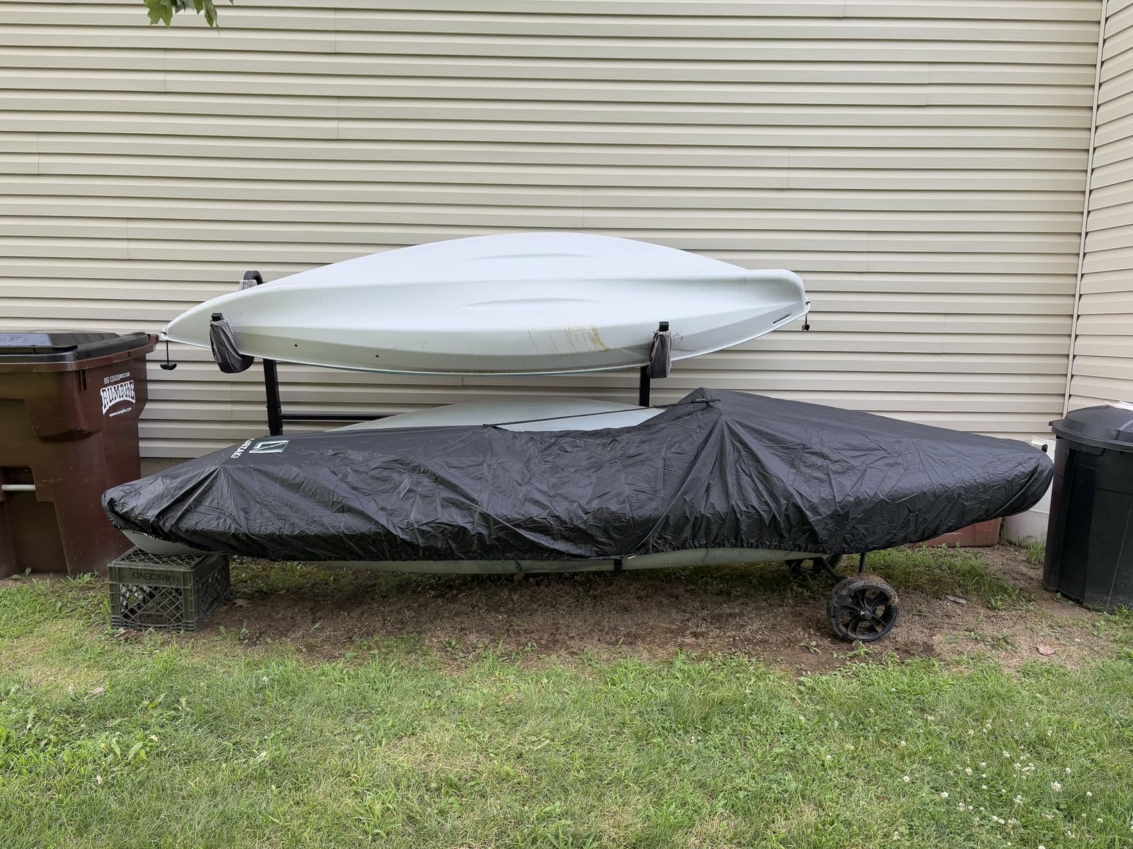 LIBZAKI 9.3-15 FT Kayak Cover Accessories/Canoe Cover,High-Performance Fabric Unique Design Heavy Duty Waterproof & UV Protection Kayak Covers for Indoor/Outdoor Storage - Customer Photo 1