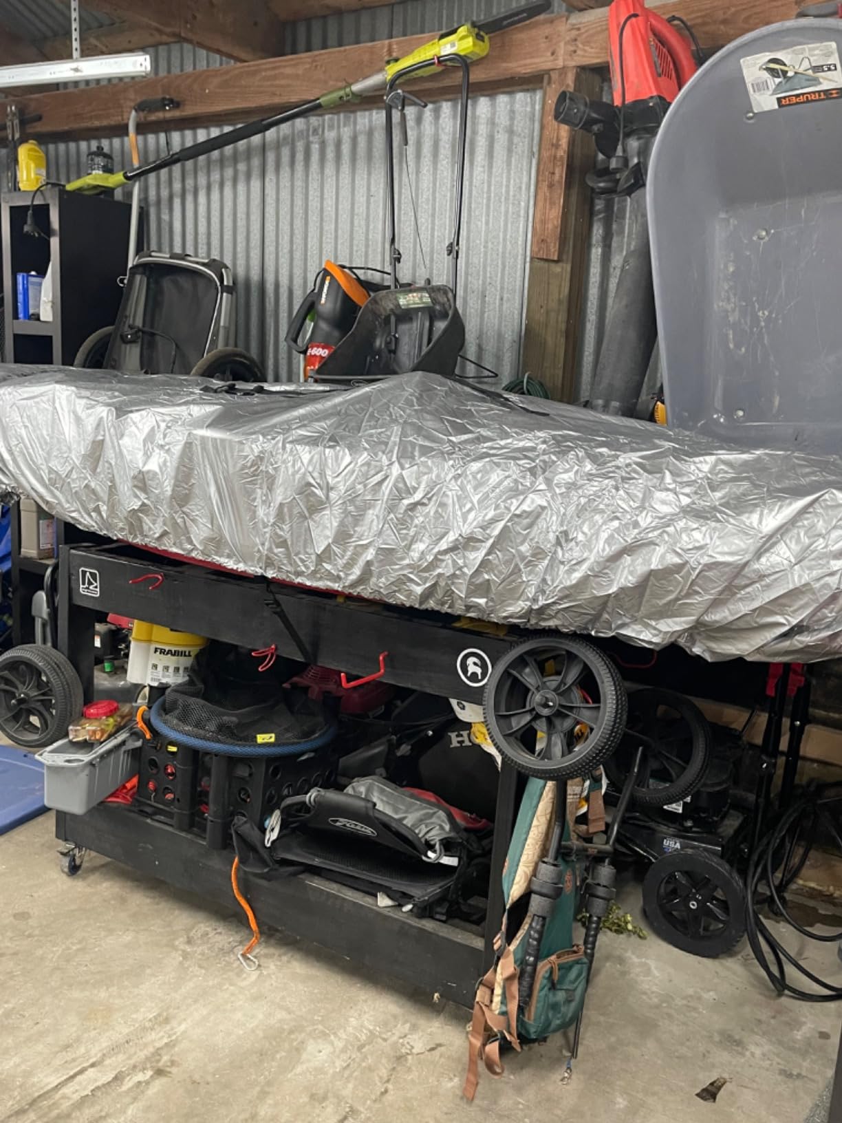 LIBZAKI 9.3-15 FT Kayak Cover Accessories/Canoe Cover,High-Performance Fabric Unique Design Heavy Duty Waterproof & UV Protection Kayak Covers for Indoor/Outdoor Storage - Customer Photo 4