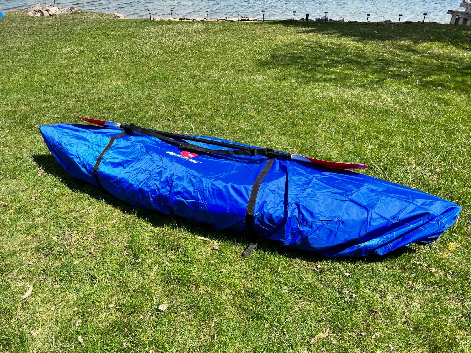 Rosefray 9.3-15 FT Kayak Cover, High-performance Marine kayak covers, Comfortable ShoulderStrap, Waterproof UV Resistant, Fade-Resistant Dustproof Fishing Boat Cover for Outdoor Storage - Customer Photo 5
