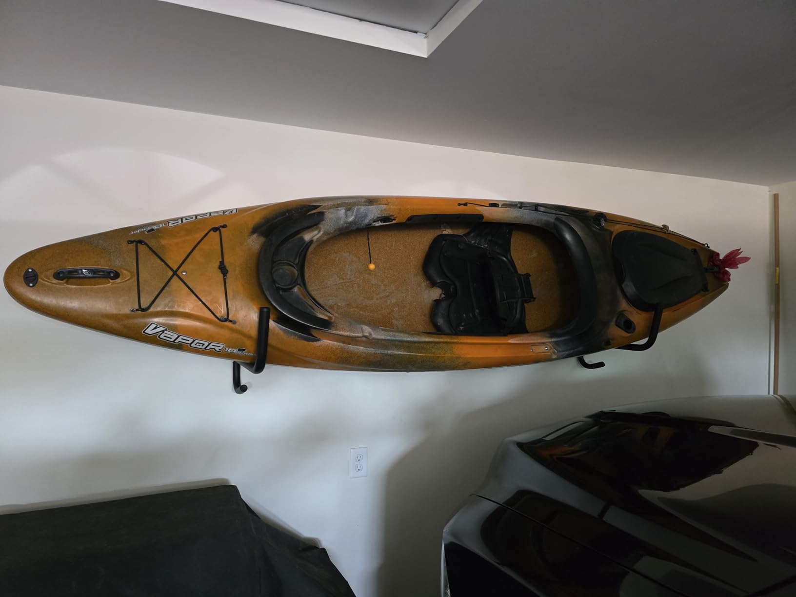 StoreYourBoard Kayak Wall Mount, Indoor & Outdoor, Rack with Paddle Hanger - Customer Photo 1