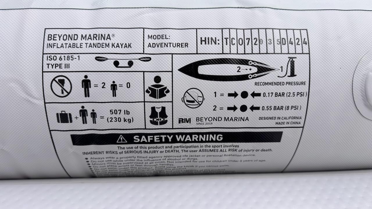 Inflatable Kayak 2 Person Adult - BEYOND MARINA Tandem Kayak with Drop Stitch Floor, Touring Kayak with Aluminum Paddles, Seats, Footrests, Pump, Fins, Adventurer 12.5ft - Customer Photo 2