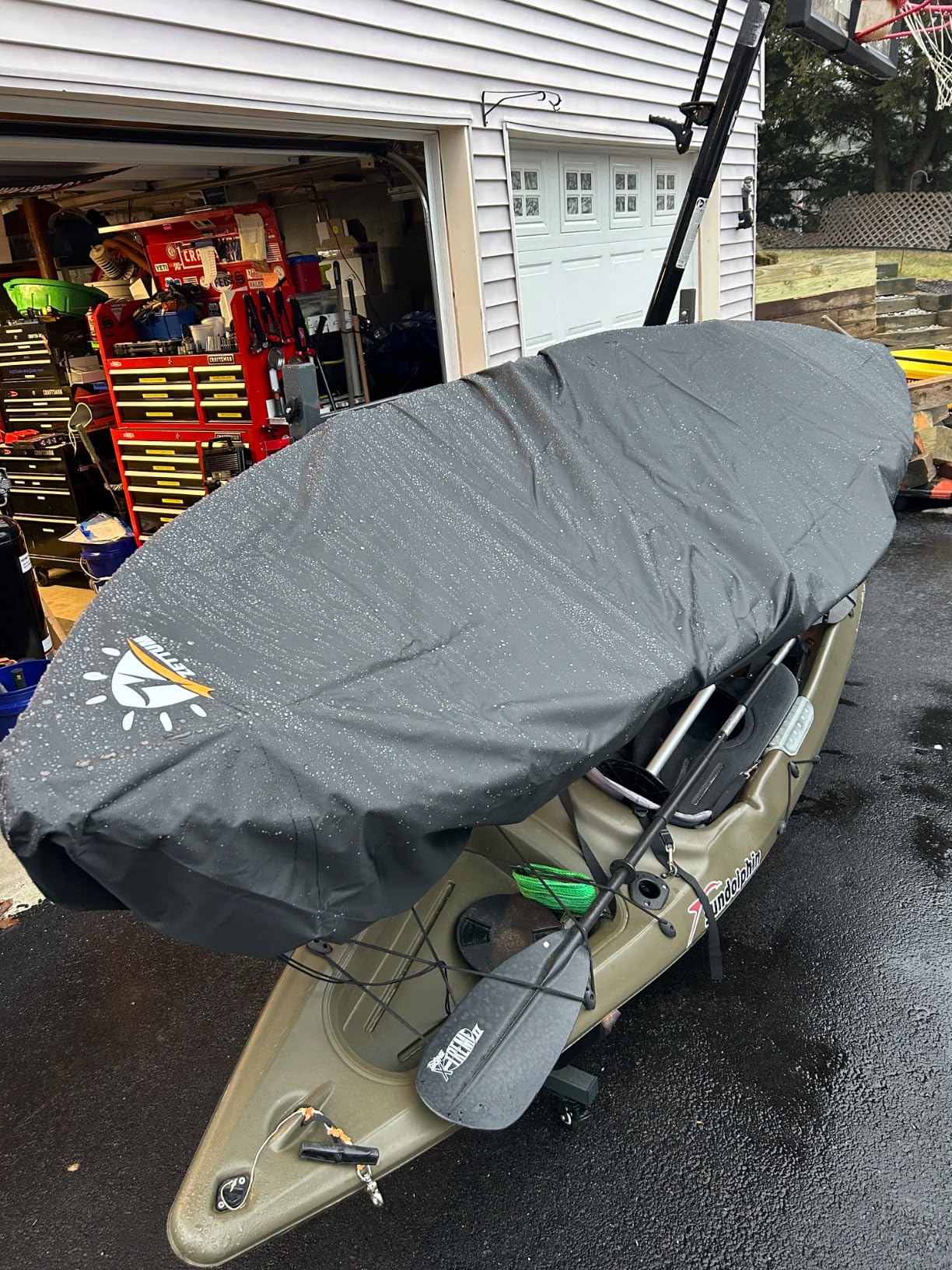 Zettum Kayak Cover 10 FT - 600D Canoe Cover for Outdoor Storage, Heavy Duty & Waterproof, Fade-Resistant Kayak Accessory for Canoe, Paddle Board, SUP, Boat, and Kayaks - Customer Photo 2
