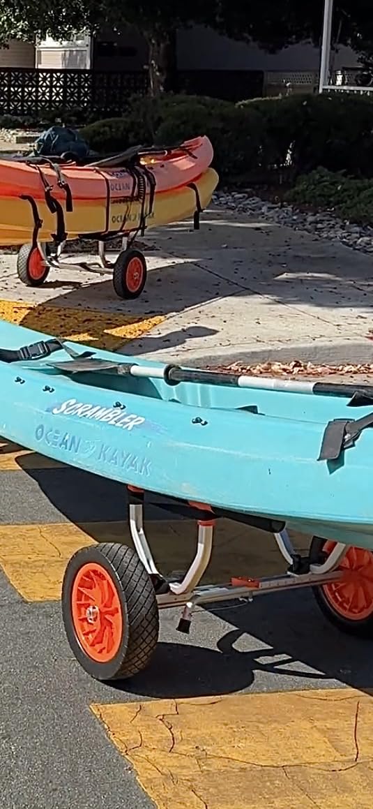 VEVOR Kayak Cart, Heavy Duty 450 LBS Load Capacity Kayak Trailer, Detachable Canoe Trolley Cart with Adjustable Width & Nonslip Support Foot, 12'' Solid Tires for Kayaks Canoes Float Mats Paddleboards - Customer Photo 1