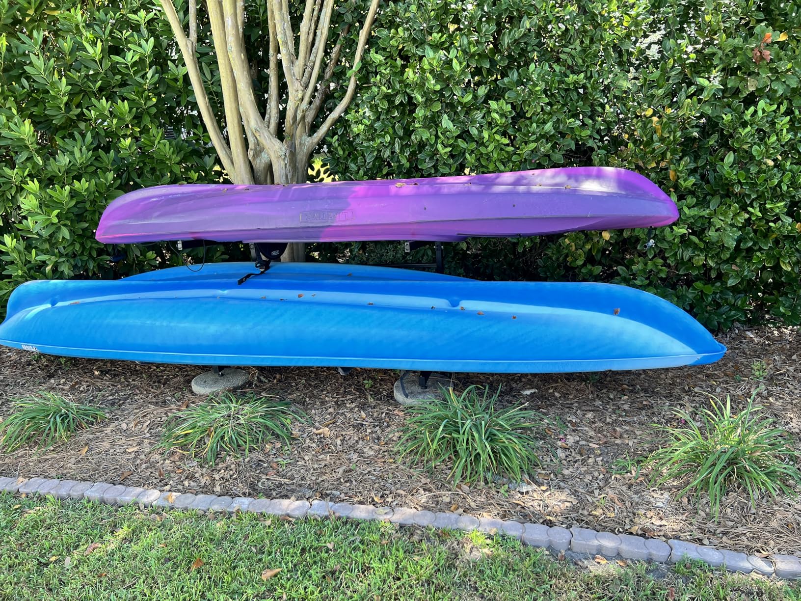 Heavy Duty Freestanding Kayak Storage Rack, Adjustable Metal Stand for Kayaks, Canoes, SUPs, Paddleboards & Surfboards with Lockable Wheels, Indoor & Outdoor Use Customer Review Heavy Duty Freestanding Kayak Storage Rack, Adjustable Metal Stand for Kayaks, Canoes, SUPs, Paddleboards & Surfboards with Lockable Wheels, Indoor & Outdoor Use - Customer Photo 3