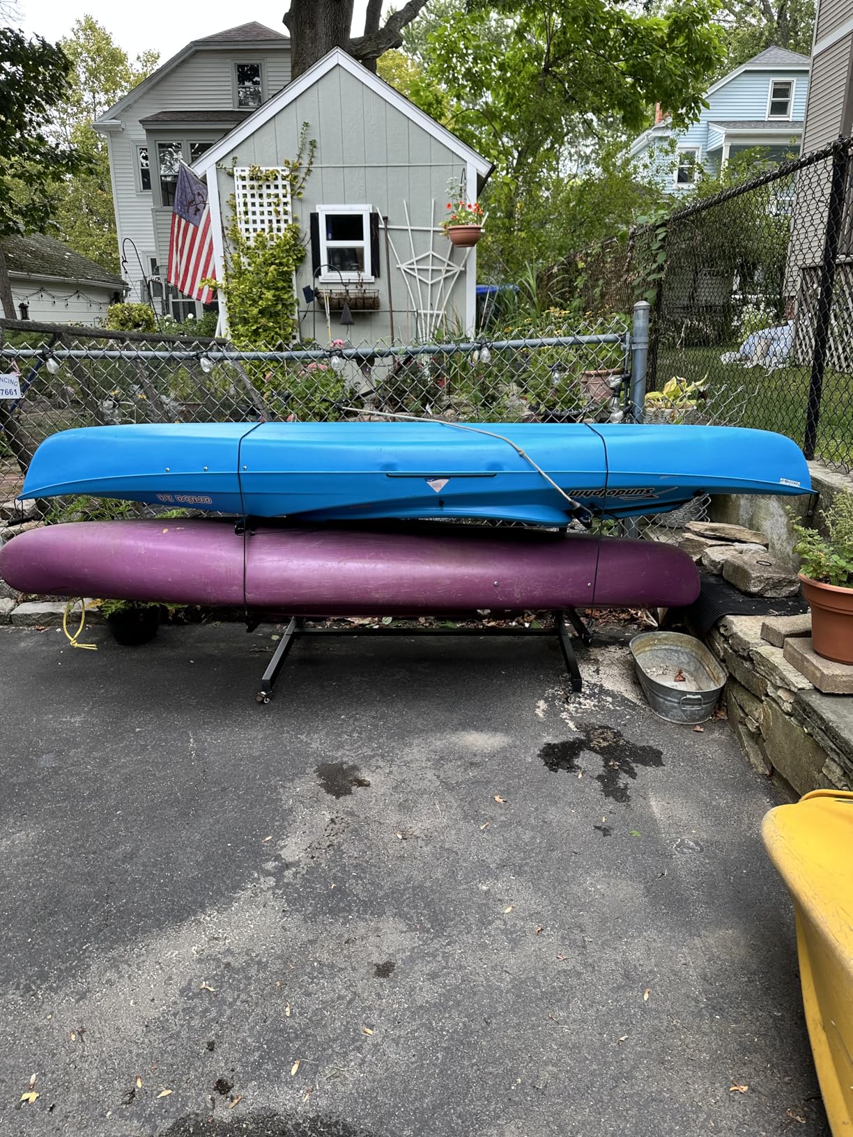 GarveeLife Kayak Storage Rack for 2-6 Kayaks Freestanding Kayak Rack for Outdoor Storage with Movable Wheels, Heavy-Duty Steel Kayak Hanger Holder with Hanging Straps - Customer Photo 1