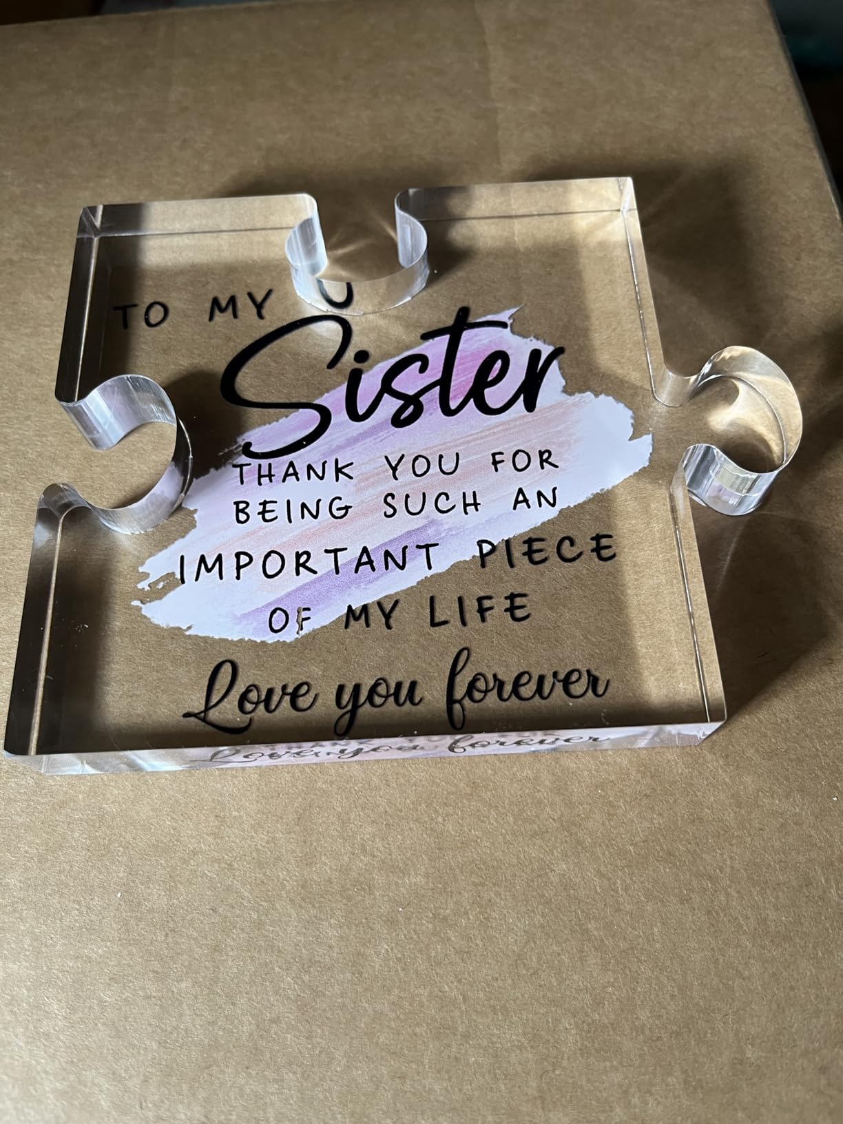 LukieJac Gifts for Wife - Romantic Gifts for Her Acrylic Puzzle Piece Plaque for Wife Birthday, Wedding Anniversary, Valentines Day, Mothers Day Presents Home Desk Decor - 4.7 x 3.9 Inch - Customer Photo 1