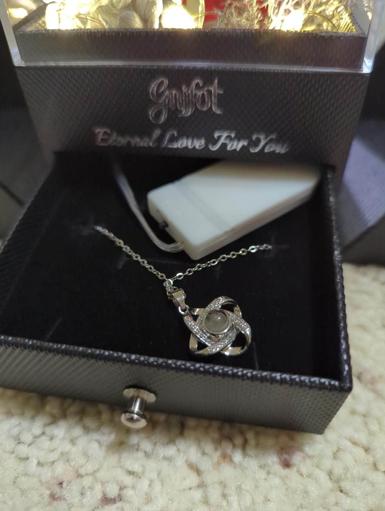 2 Preserved Rose Gift for Women - Eternal Rose with I Love You Necklace - Romantic Birthday Gifts for Girlfriend Mom Her Wife Grandma on Valentines Mothers Day Anniversary Christmas-Red - Customer Photo 2